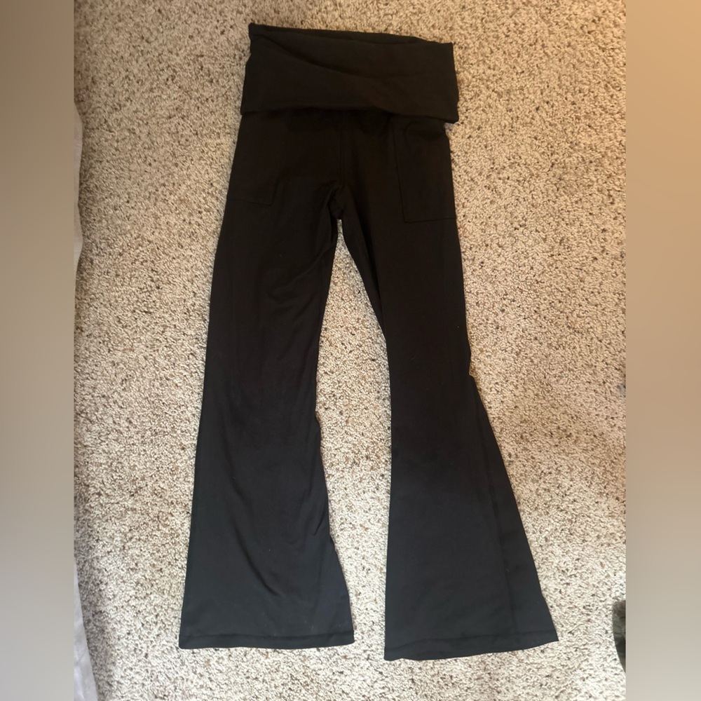 Aerie offline Black Fold-Over Waist Flared Yoga Pants